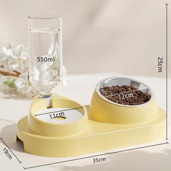Pet Feeder 2 in 1 Ciotola per l'alimentazione degli animali domestici, Distributore automatico di acqua per cani e gatti con ciotole in acciaio inossidabile rimovibili Forniture per animali domestici