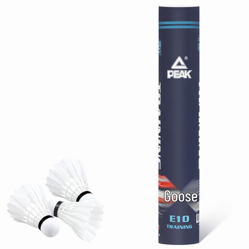 Peak E10 Durable Goose Feather Badminton Shuttlecocks (12-Pack)