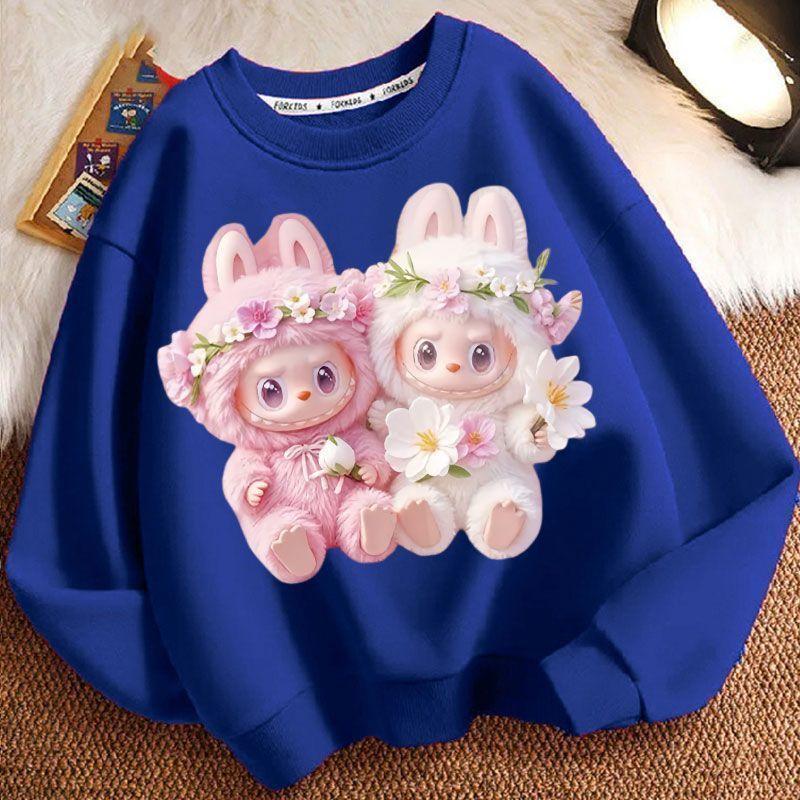 Spring and Autumn Boys' and Girls'  Fashionable Round-neck Hoodie, Children's Long-sleeved Loose Hoodie Jacket