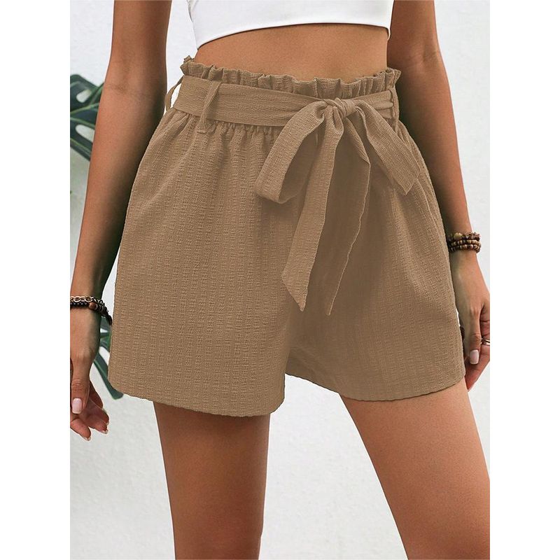 European and American Leisure Summer New Arrival Women's Clothing High Waist Shoelace Loose Wide Leg Shorts
