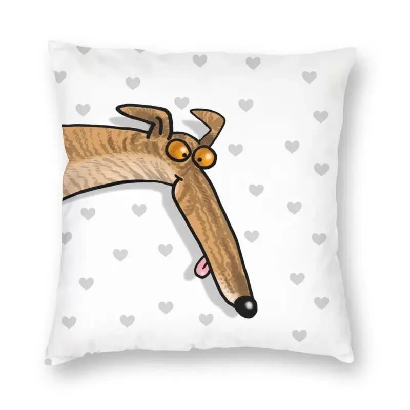 Vibrant Brindle Derp Whippet Pillow Case Decoration 3D Two Side Printing Greyhound Animal Cartoon Cushion Cover for Car