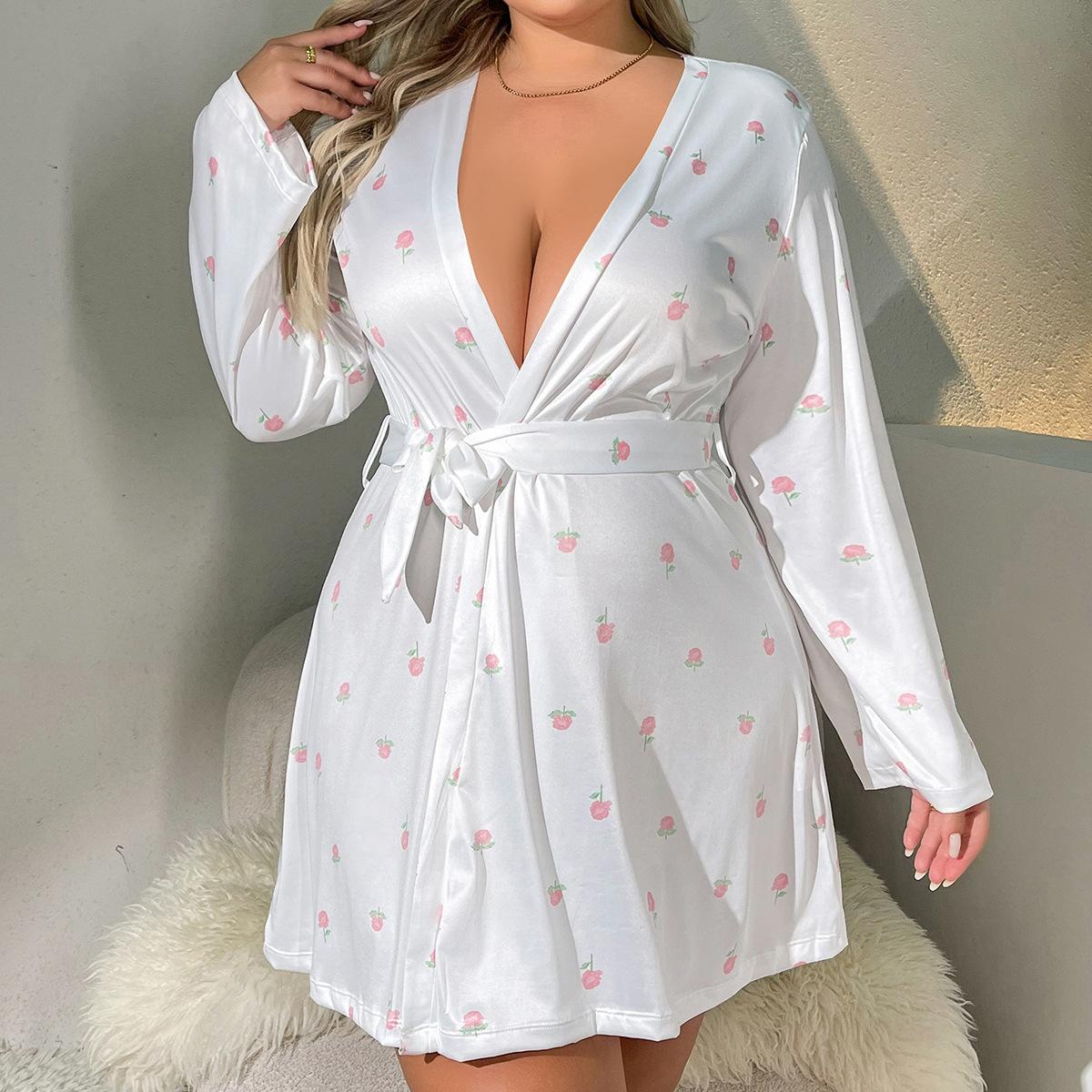 High-end sexy sex ebay burst solid color nightgown PlusSize 1XL белый