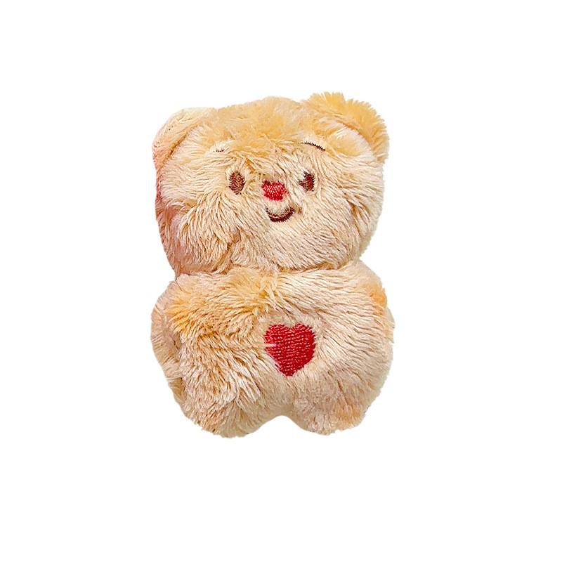 Jinnew Original Cream Bear Plush Keychain In Brown And Pink For Sweethearts Gifts