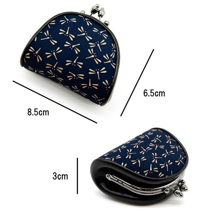 Inden-ya Inden Coin Case Deer Leather Lacquer Crafts No.1105 ([14-008] Navy-White Dragonfly)