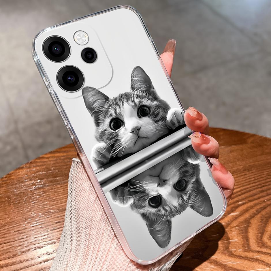 For OPPO Reno 15F 15 Pro Cases Brilliant Flower Kitten Fall Prevention Portable Clear Back Cover For reno15pro reno15f Funda