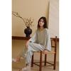 Spring new women's four seasons cotton satin solid color jacquard antique pullover pajamas set loungewear