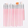 15pcs Nail Art Brush Set Pink Black White Color Gel Brush Nail Liner Brush Builder Painting Drawing Pen
