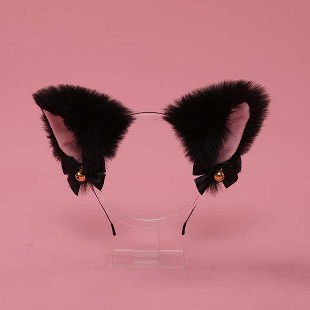 HOT Plush Lace Cat Ears Bell Headbands For Women Sexy Cat Ears Headband Cat Fur Ear Hairband Anime Cosplay Cat Fur Ear Hairband