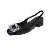 Rhinestone Baotou Summer 2025 New Square Head Back Empty Pedal Mary Jane Middle Heel Sandals