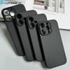Luksusa pilns melns silikona matēts tālruņa futrālis iPhone 16 15 14 13 12 11 Pro Max 16 15 14 7 8 Plus aizmugurējais vāciņš TPU mīkstais korpuss