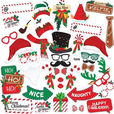 38-Piece Christmas Photo Booth Props Set for Holiday Parties