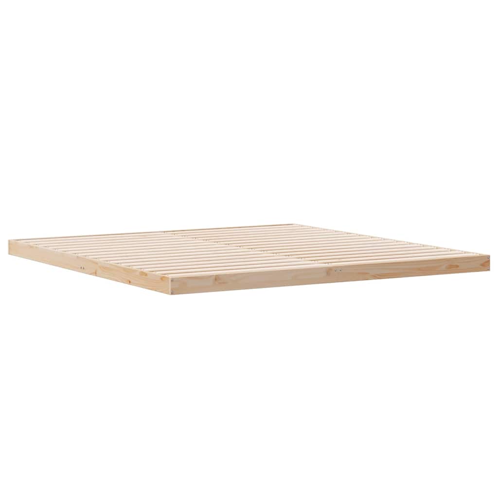 Floor Bed Frame Natural 213.5 x 204 x 9 cm Solid Pine Wood
