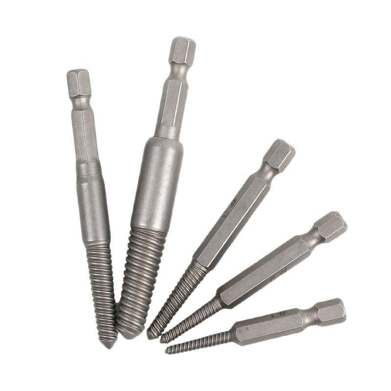 5-Piece Hex Shank Screw Extractor Set, 60mm Quick Release, Black Electric Thread Remover.