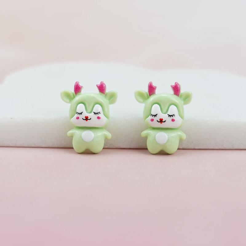 20pcs Colorful Resin Cartoon Deer Animal Flatback Cabochon Scrapbook Craft DIY Accessory Decor Figurine