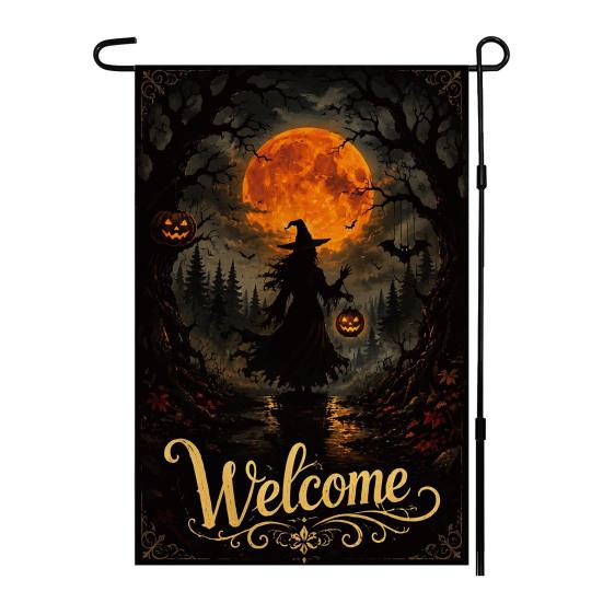 Durable Ornaments for Office Stacked Pumpkin Garden Flag, Burlap Look Fall Outdoor Decor, Festive Party Supplies Home Double Sided Holiday Yard