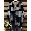 Women Vintage Plaid Stripe Printed Asymmetrical Hem O Neck Short Sleeve T Shirt Casual Fashion Street Top