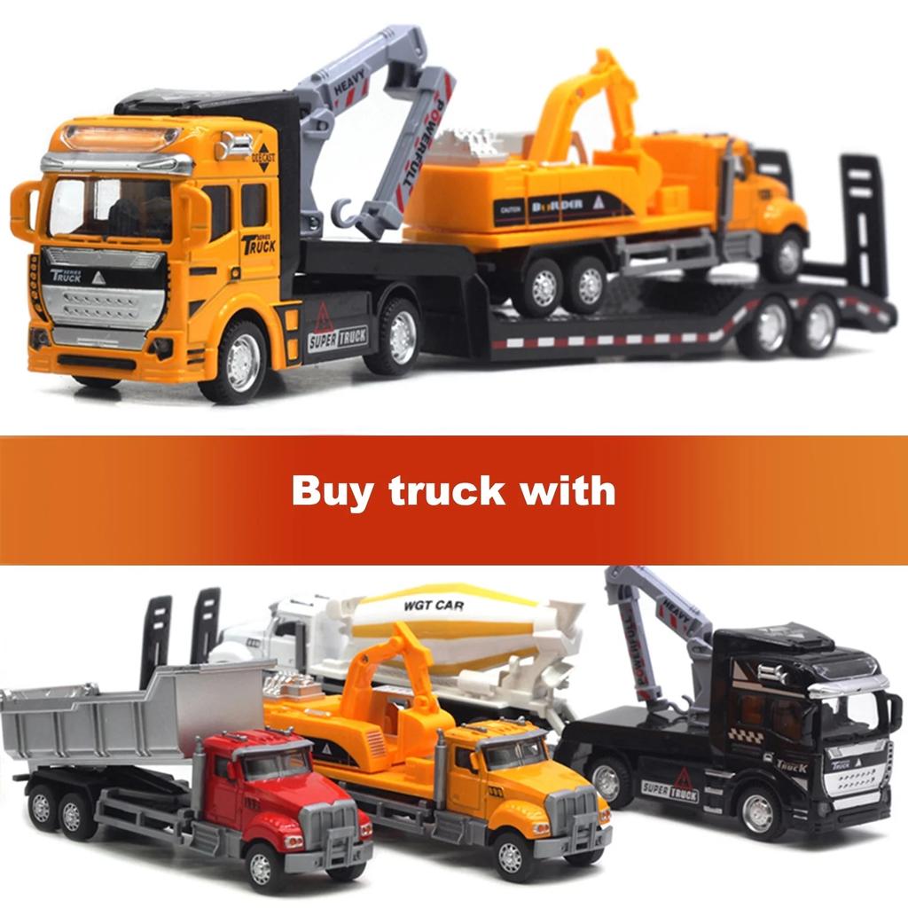 1/50 Skala Støpt Metall Leketøysbiler Semi-hengerbil Leveres med Mini Betongblander Henger, Legeringsleketøyskjøretøy Lekesett for Barn Julebursdagsgave