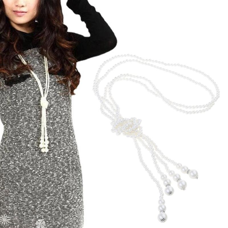 Elegant Pearls Multi Layer Necklace Chic Multi Layer Pearls Necklace Jewelry with Knot Designs for Social Gatherings