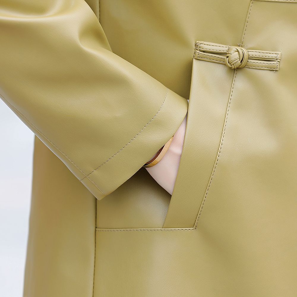 Damskie futro z grubym aksamitem na zimę, skórzana kurtka wiatrówka o średniej do długiej długości