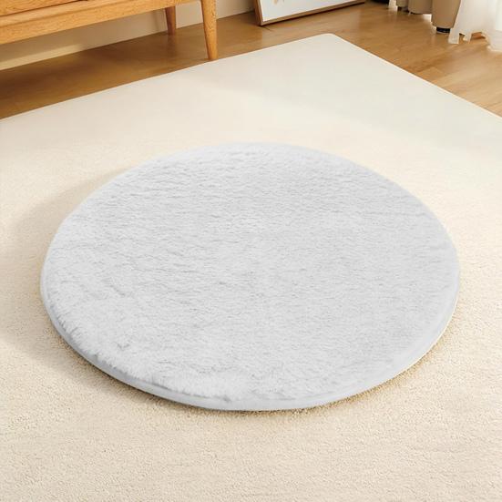 Plyšový koberec pro domácí mazlíčky z imitace králíčí kožešiny Jednobarevný kulatý podlahový kobereček Nadýchaný chlupatý kulatý koberec do obývacího pokoje pod pohovku