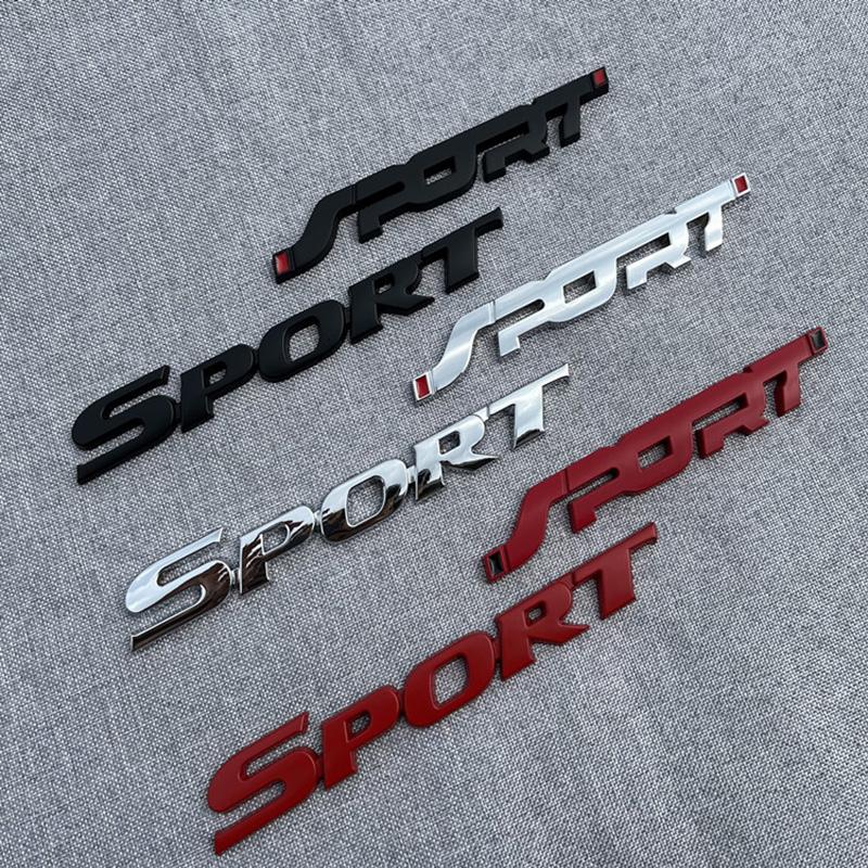 3D Metal Black Logo Sport Emblem Letters Sticker Car Front Grill Badge Trunk Decal For Sport Sticker Accessories