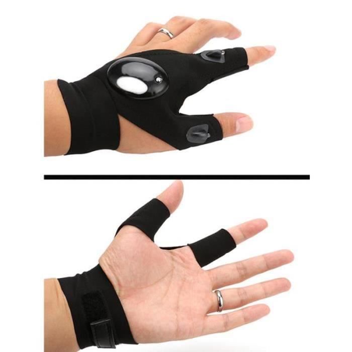 Gants de pêche - CHANGM - Pack avec lampe de poche intégrée - Noir - Pratique - Rechargeable