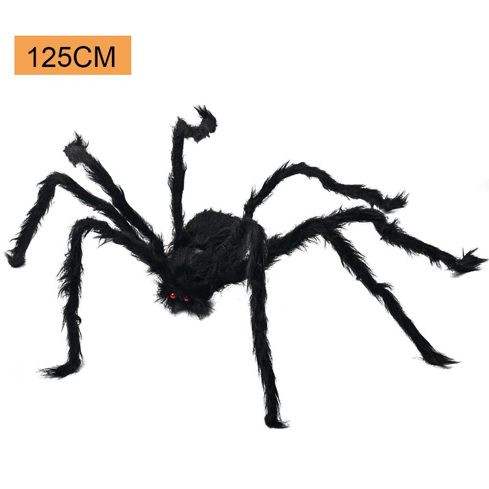 Halloween Große Schwarze Spinne, Gefälschte Riesige Schwarze Plüschspinne, Outdoor Spinnen Requisiten, Spukhaus Garten Hof Gruselige Dekorationen