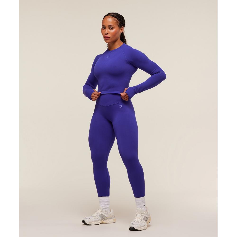 Gymshark Activate Long Sleeve Crop Top Cobalt Purple B2c4q Pbqf