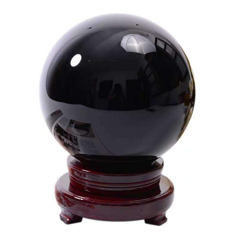 Natural Obsidian Crystal Ball Polished Black Stone Home Decor Ornament