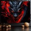 2D Flaming Dragon Head Tapestry Gothic Fantasy Background Cloth