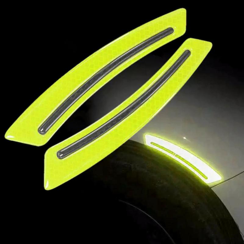 2pcs Car Reflective Stickers Wheel Eyebrow Mudguard Luminous Warning Decals Anti-collision Strips
