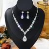 1 Conjunto de Colar de Corrente com Garras Inlay de Cobre da Moda, Brincos, Conjunto de Joias, Necessidades Diárias para Banquete de Casamento de Mulheres, Festa