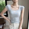 Women's Summer Ice Silk Square Neck Fly Sleeve Tank Top - Breathable, Slim, Trendy Street Style, Short Sleeve Outerwear