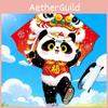 Traditional Triangular Panda Kite With Polyester Material For Children Play