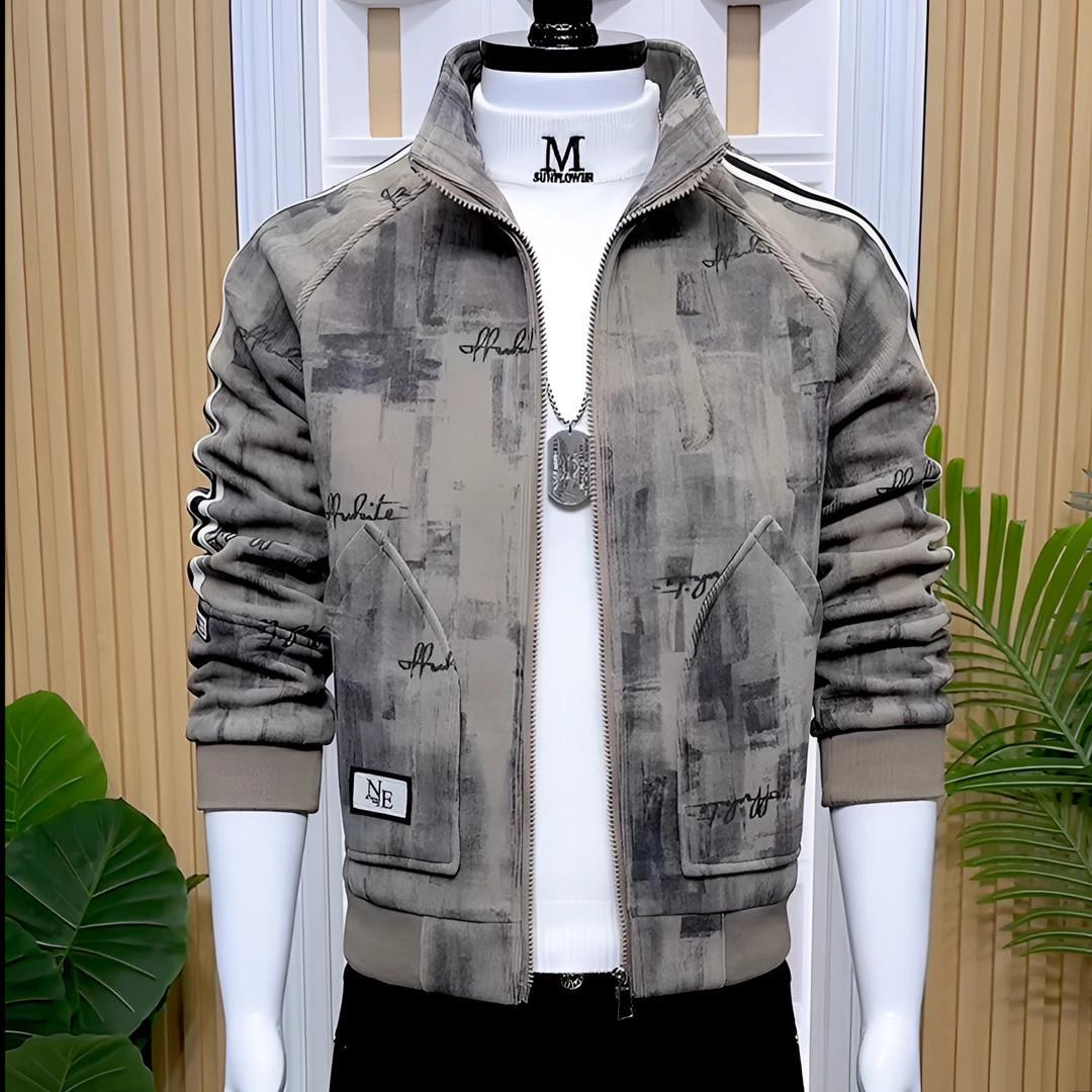 2025 Bestseller Men s Retro Pattern Plus Velvet Jacket - Trendy Autumn/Winter Fashion Coat M (90-110 lbs)