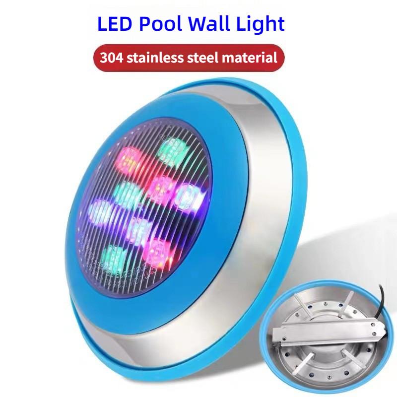 Stainless Steel LED Outdoor Embedded Decorative Fountain Light Waterproof Colorful Underwater Lamp Pool Wall Light