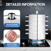 Panela de Cozimento a Vapor de Aço Inoxidável de 5 Camadas - Vaporizador de 11 Polegadas para Cozinhar Alimentos - Tampa de Vidro - Adequado para Tamales, Legumes, Bolinhos e Frutos do Mar