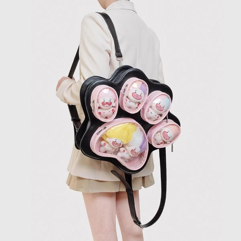 Sweet Cute Cat Paw Lolita Bag Ladies Multi Layer Large Capacity Backpack Women Fashion Color Black Shoulder Bags Mochilas Mujer