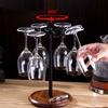Wine Glass Rack, Tabletop Wine Glass Rack, Standing Countertop Organizer, Metal Wine Glass Rack with Wooden Base, Holds 6 Glasses (Black)
