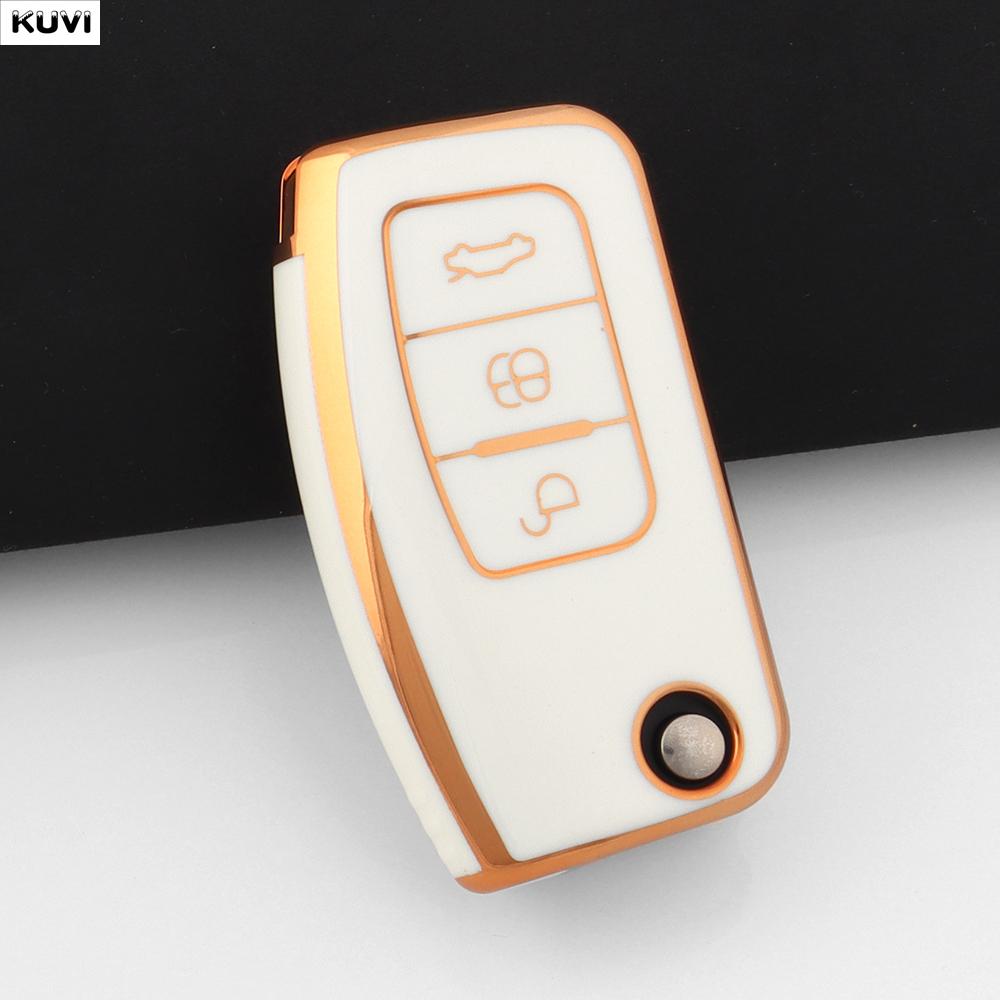 

Golden TPU Shell For Ford Focus 2 MK2 Fiesta Mondeo Galaxy Falcon Territory Ecosport Kuga Escape Key Case Fob Holder Keychain