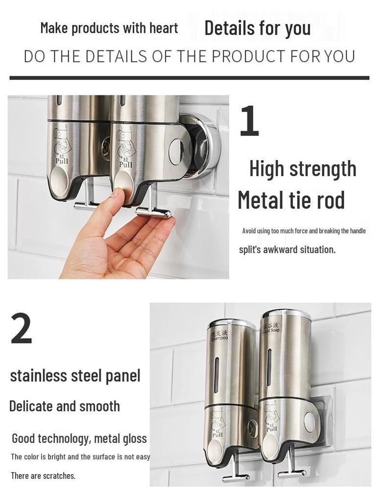 Wall-Mounted Stainless Steel Manual Soap Dispenser for Bathroom