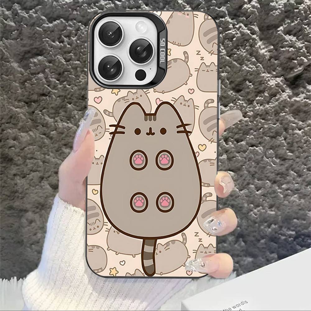 

Cartoon P-Pusheens Cat Phone Case For IPhone 17 16 15 14 11 12 13 Pro Max Pro Plus Colored Silver Cover iPhone 13 pro