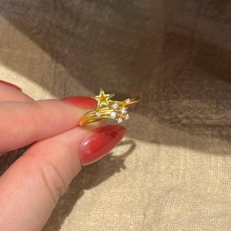 Xiaohongshu Rhinestone Firework Ring – Women s Light Luxury Adjustable Design Adjustable