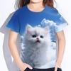 Girl Clothing Hairy Cute Animals Rabbit T-Shirt For Kids Clothes From 8 To 14 Years Old Cat Tops Children Tshirts Summer Tees