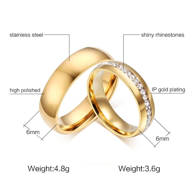 Vnox Goldfarbener Ehering für Damen und Herren, Schmuck, Edelstahl, Verlobungsring, Paar, Jahrestag, Geschenk, erstaunlicher Preis
