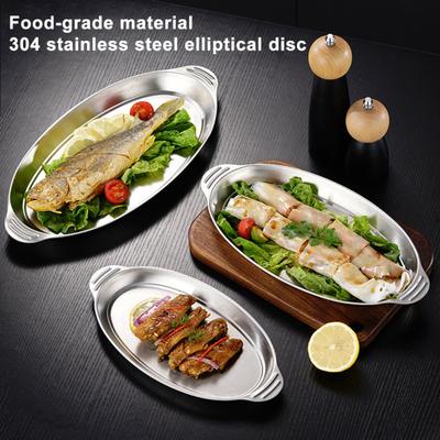 Steel Roasting Pan with Handles Oval Grilled Fish Pan Multifunctional