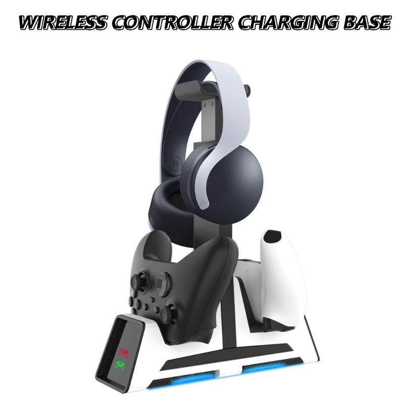 2 in 1 Game Controller Charging Dock Station Equipped with Headphone Holder Stand for P5