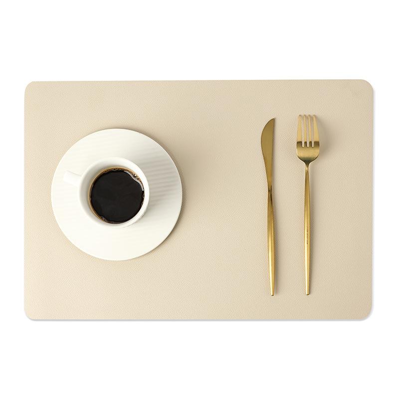 INS Nordic Solid Double Sides Leather Dining Mat Heat Insulation Placemat Home Waterproof Oil Proof Hotel Rectangle Pad