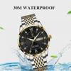 POEDAGAR Luxury Business Man Watch Stainless Steel Week Date Men's Wristwatch Waterproof Luminous Fashion Quartz Watches for Men