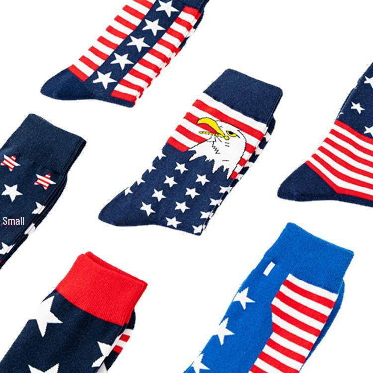 Men's National Flag Cotton Socks: Long Tube, Autumn/Winter Style, European & American Trend